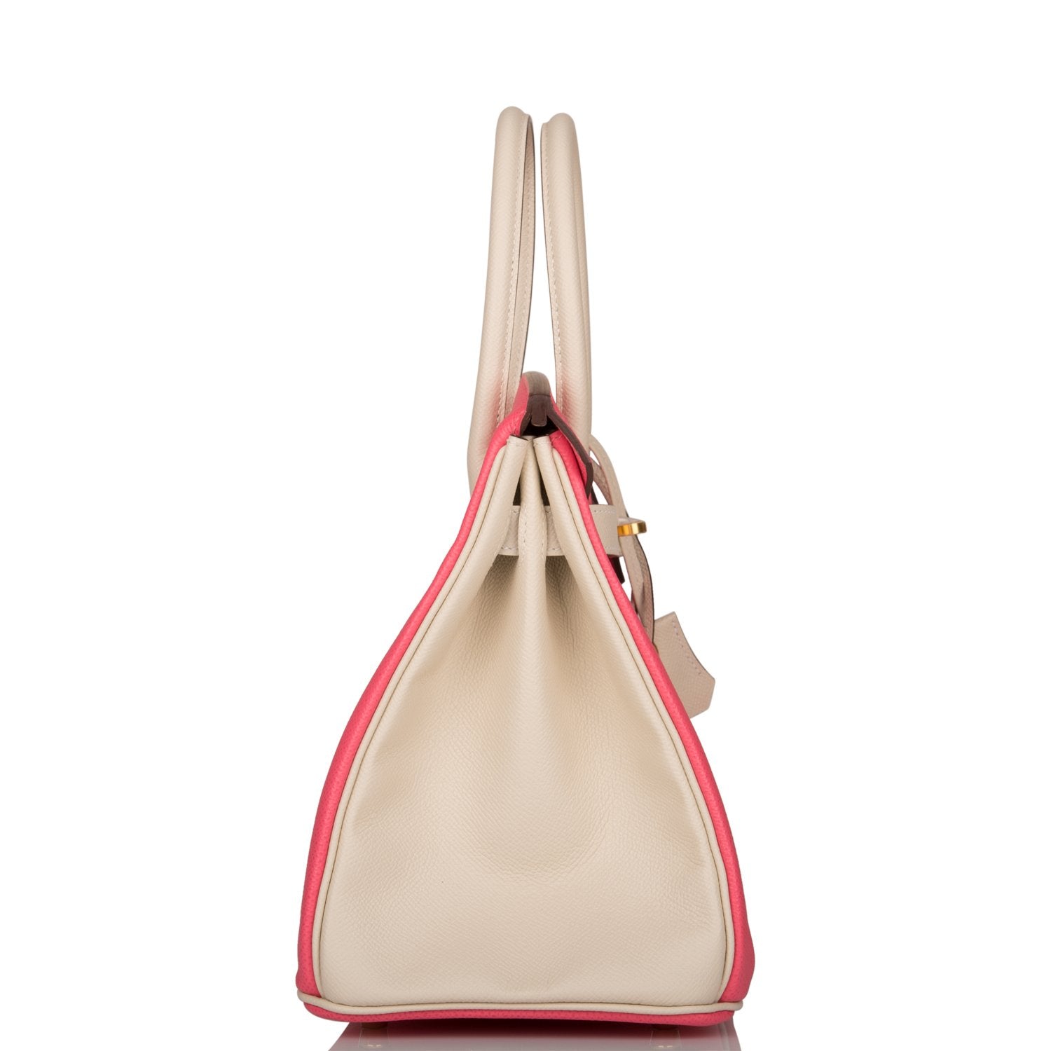 Hermes Birkin 30 Craie and Rose Azalee Epsom Brushed Gold Hardware