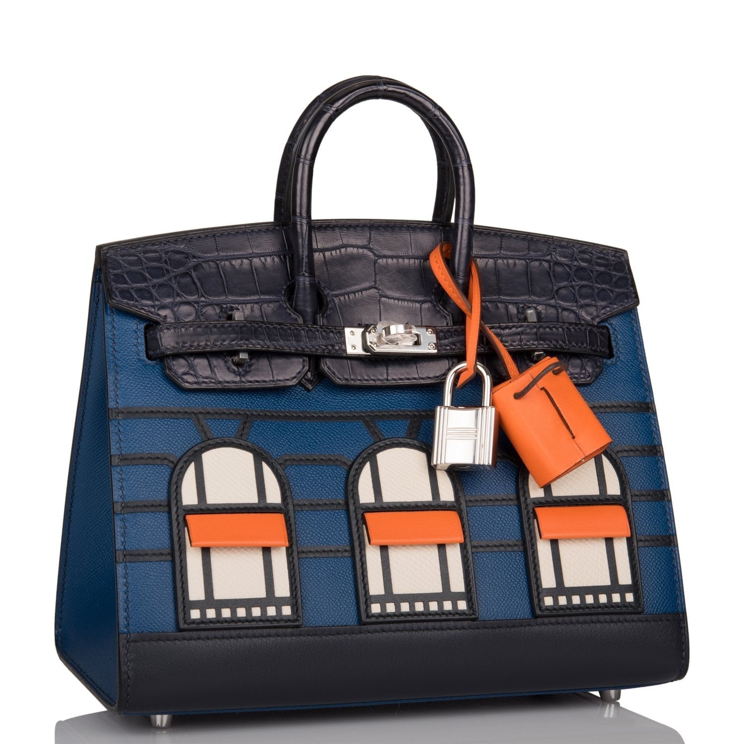 Hermes Night Sac Faubourg Birkin 20 Bleu Marine Matte Alligator Palladium Hardware