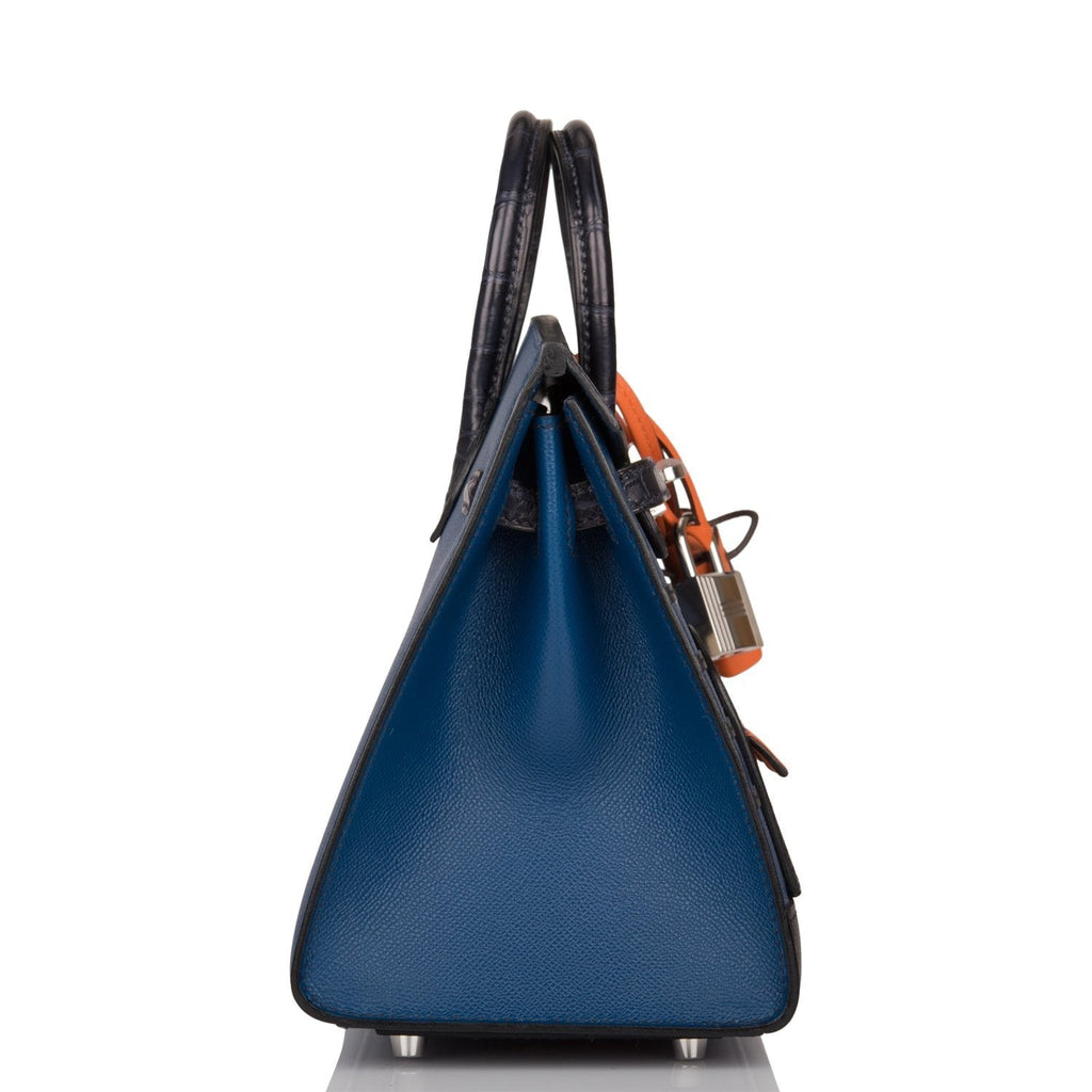 Hermes Night Sac Faubourg Birkin 20 Bleu Marine Matte Alligator Palladium Hardware