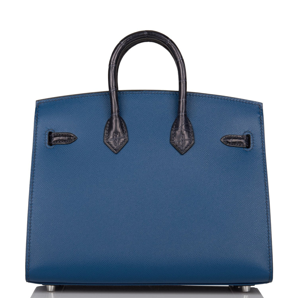 Hermes Night Sac Faubourg Birkin 20 Bleu Marine Matte Alligator Palladium Hardware