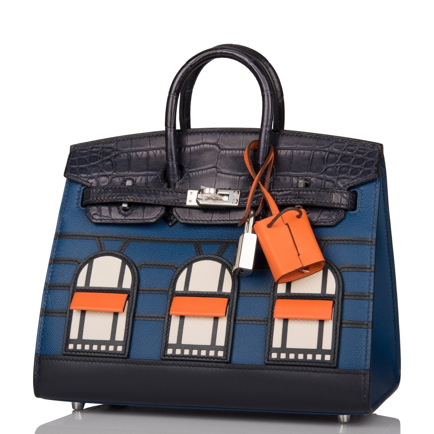 Hermes Night Sac Faubourg Birkin 20 Bleu Marine Matte Alligator Palladium Hardware