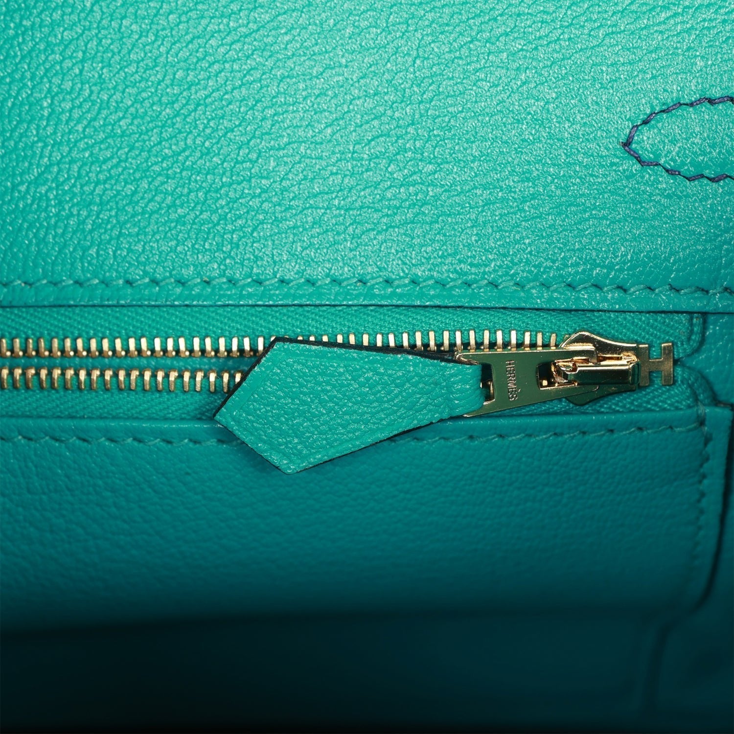 Pre-owned Hermes Special Order (HSS) Birkin 25 Bleu Saphir and Vert Vertigo Chevre Brushed Gold Hardware