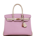 Hermes Birkin 30 Mauve Sylvestre and Craie Epsom Rose Gold Hardware