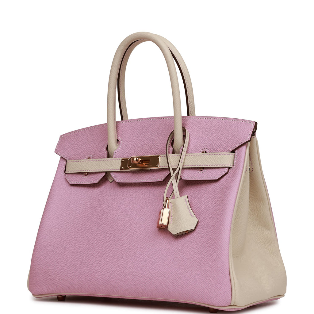 Hermes Birkin 30 Mauve Sylvestre and Craie Epsom Rose Gold Hardware