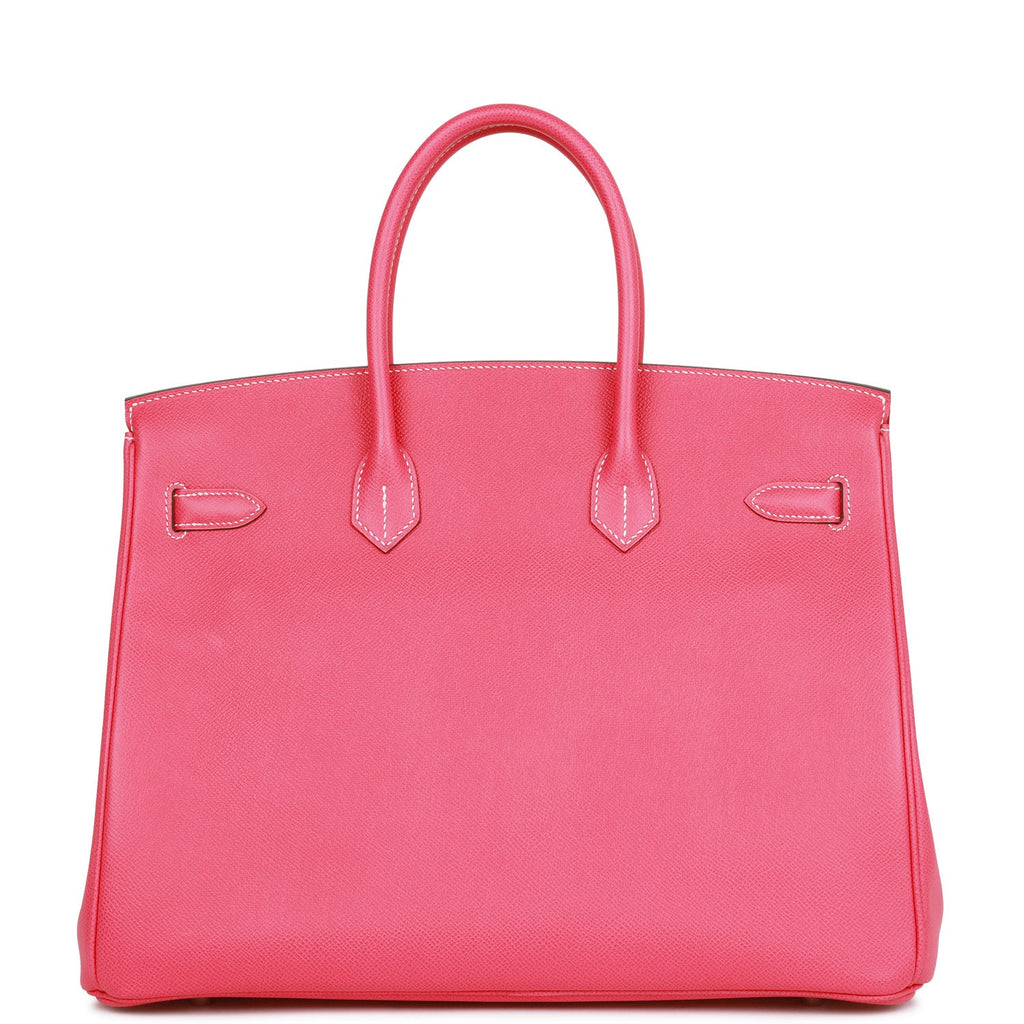 Pre-owned Hermes Birkin 35 Rose Tyrien Epsom Palladium Hardware