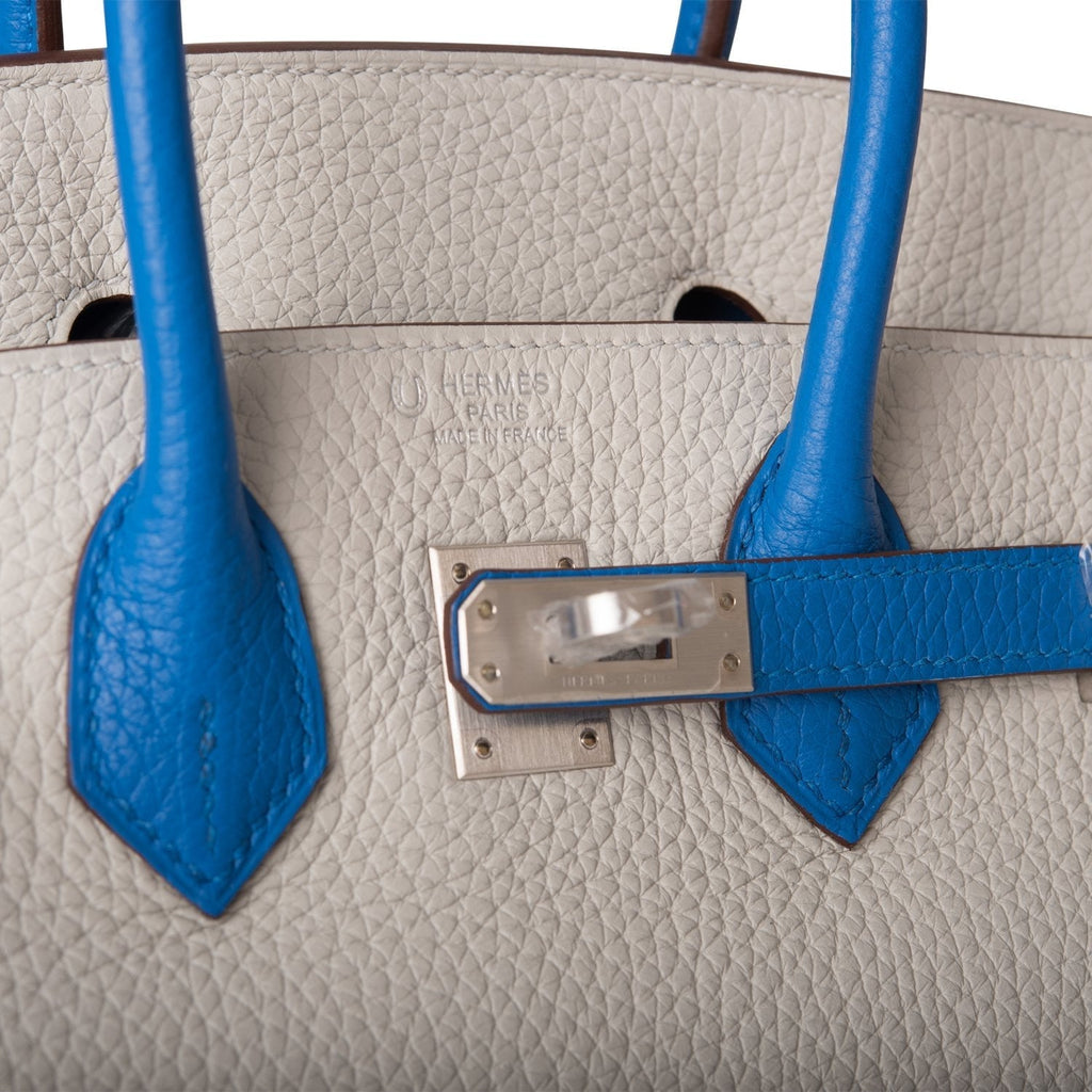 Hermes Special Order (HSS) Birkin 25 Gris Mouette and Mykonos Clemence Brushed Palladium Hardware
