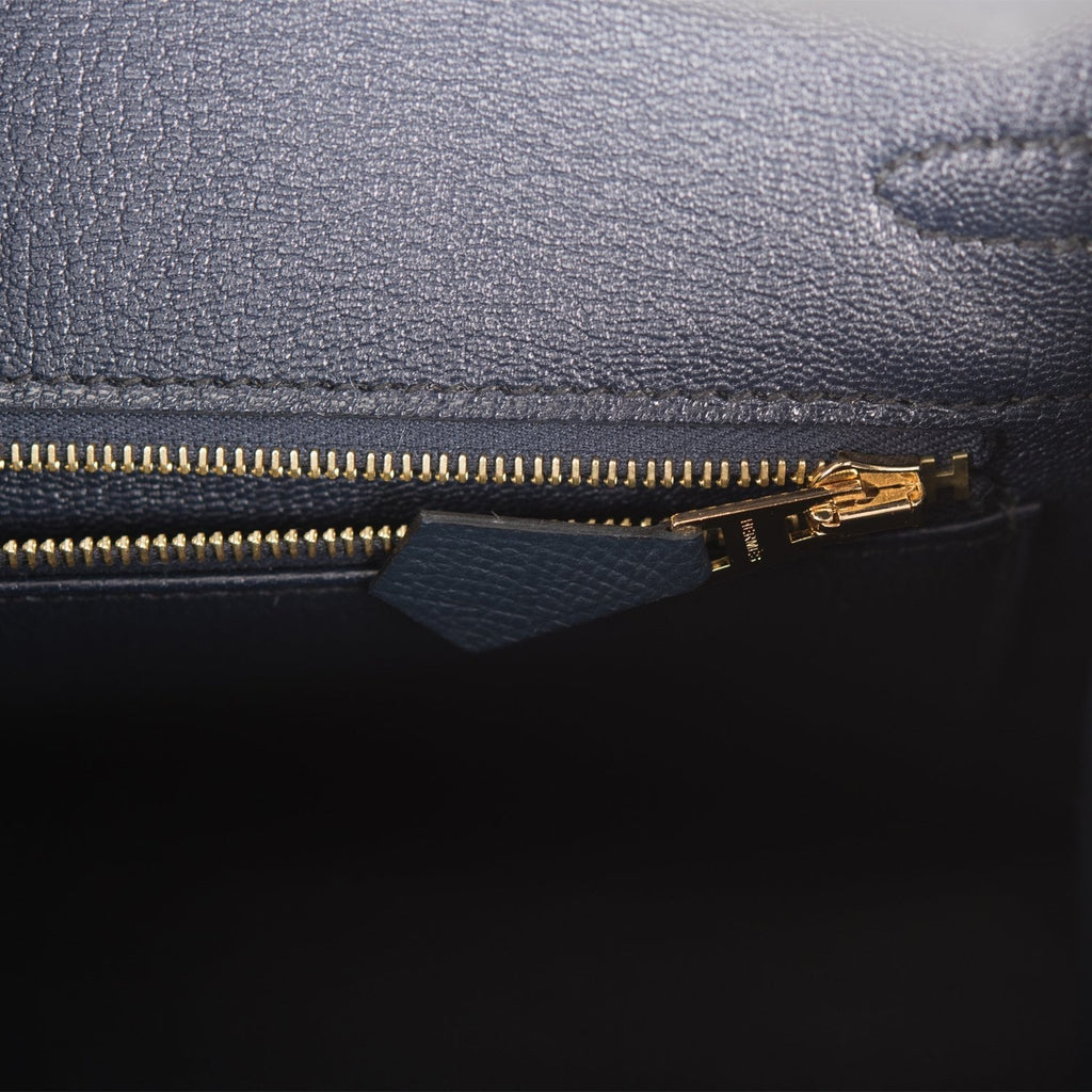 Hermes Birkin Sellier 25 Bleu Indigo Epsom Gold Hardware