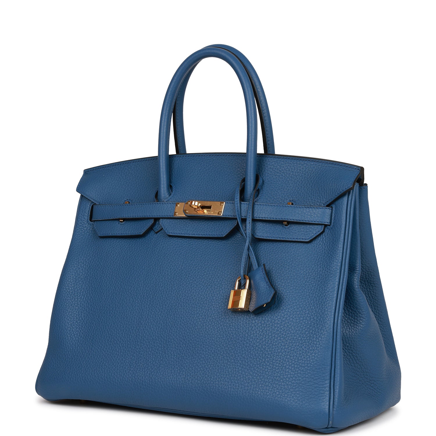 Pre-owned Hermes Birkin 35 Bleu Agate Togo Gold Hardware