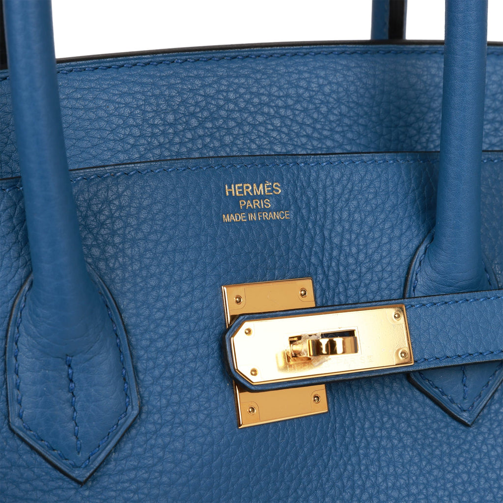 Pre-owned Hermes Birkin 35 Bleu Agate Togo Gold Hardware