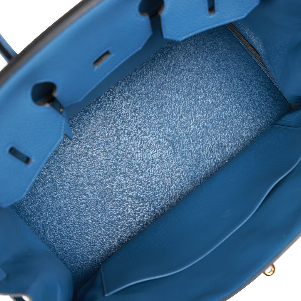 Pre-owned Hermes Birkin 35 Bleu Agate Togo Gold Hardware