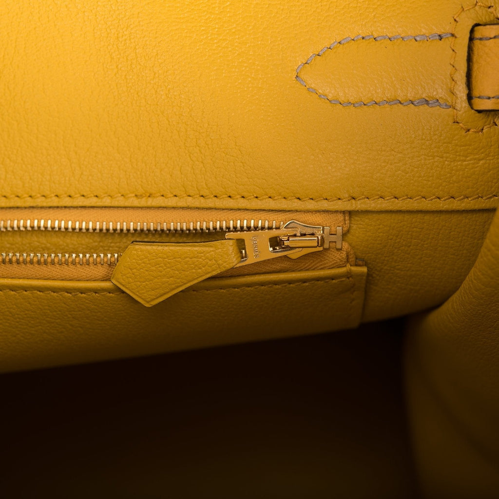 Hermes Special Order (HSS) Birkin 35 Etoupe and Jaune Ambre Togo Brushed Gold Hardware