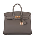 Hermes Birkin 25 Etain Togo Rose Gold Hardware