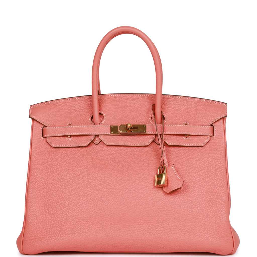 Pre-owned Hermes Birkin 35 Crevette Togo Gold Hardware