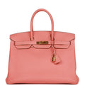 Pre-owned Hermes Birkin 35 Crevette Togo Gold Hardware