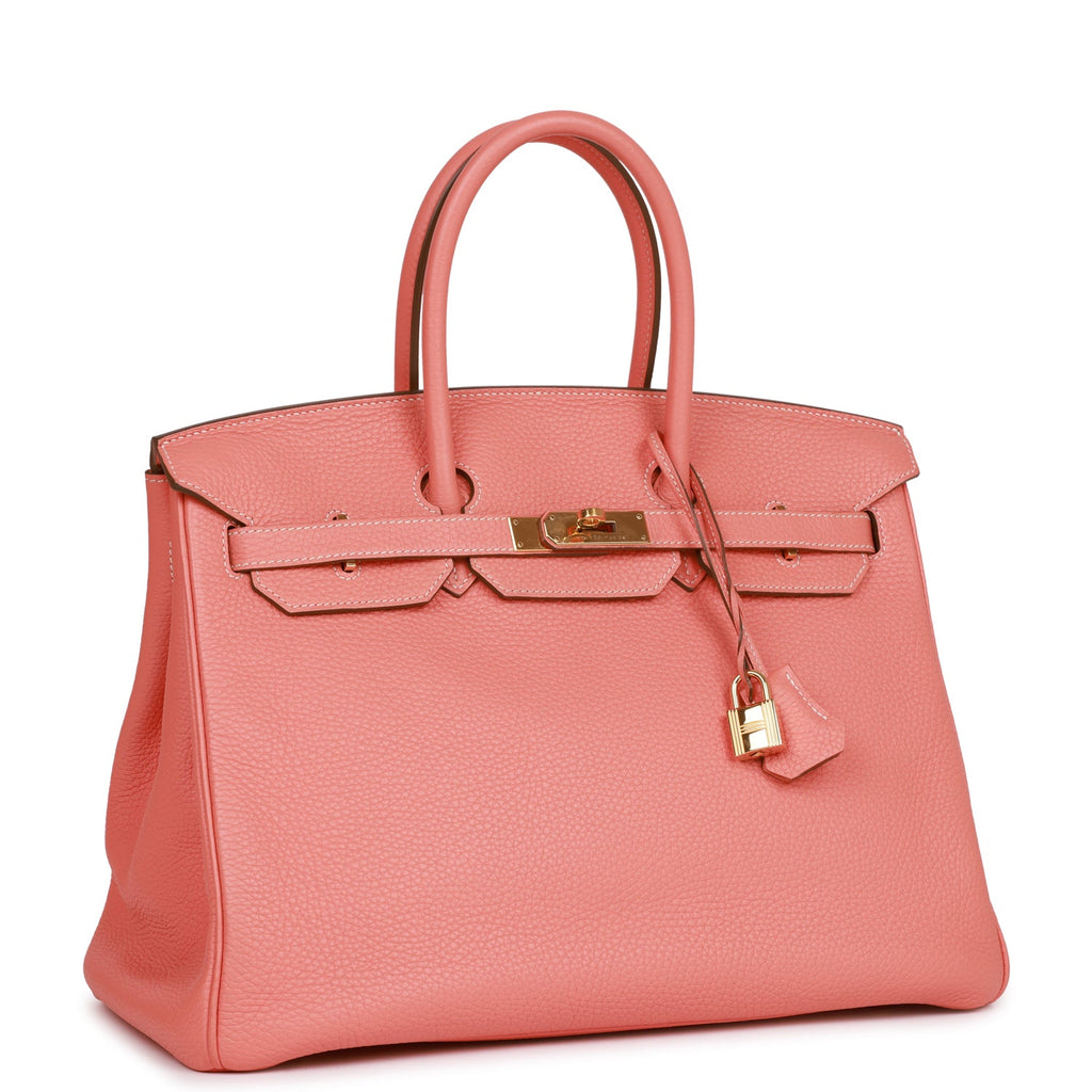 Pre-owned Hermes Birkin 35 Crevette Togo Gold Hardware