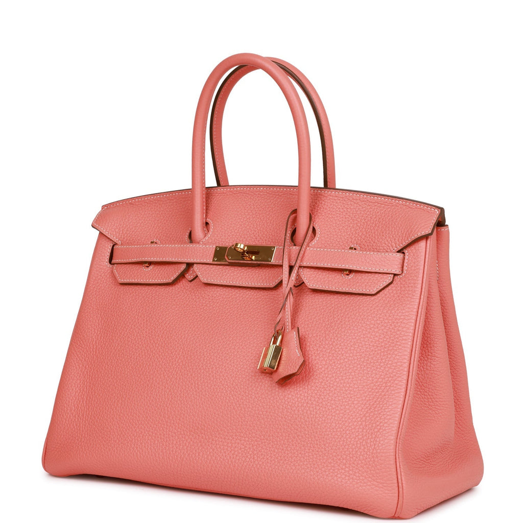 Pre-owned Hermes Birkin 35 Crevette Togo Gold Hardware