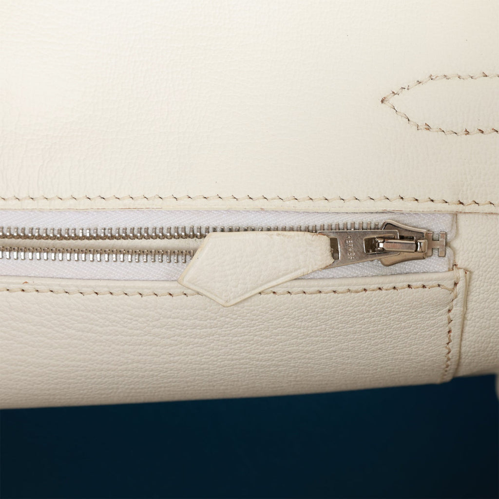 Pre-owned Hermes Eclat Birkin 30 Mykonos and White Clemence Palladium Hardware