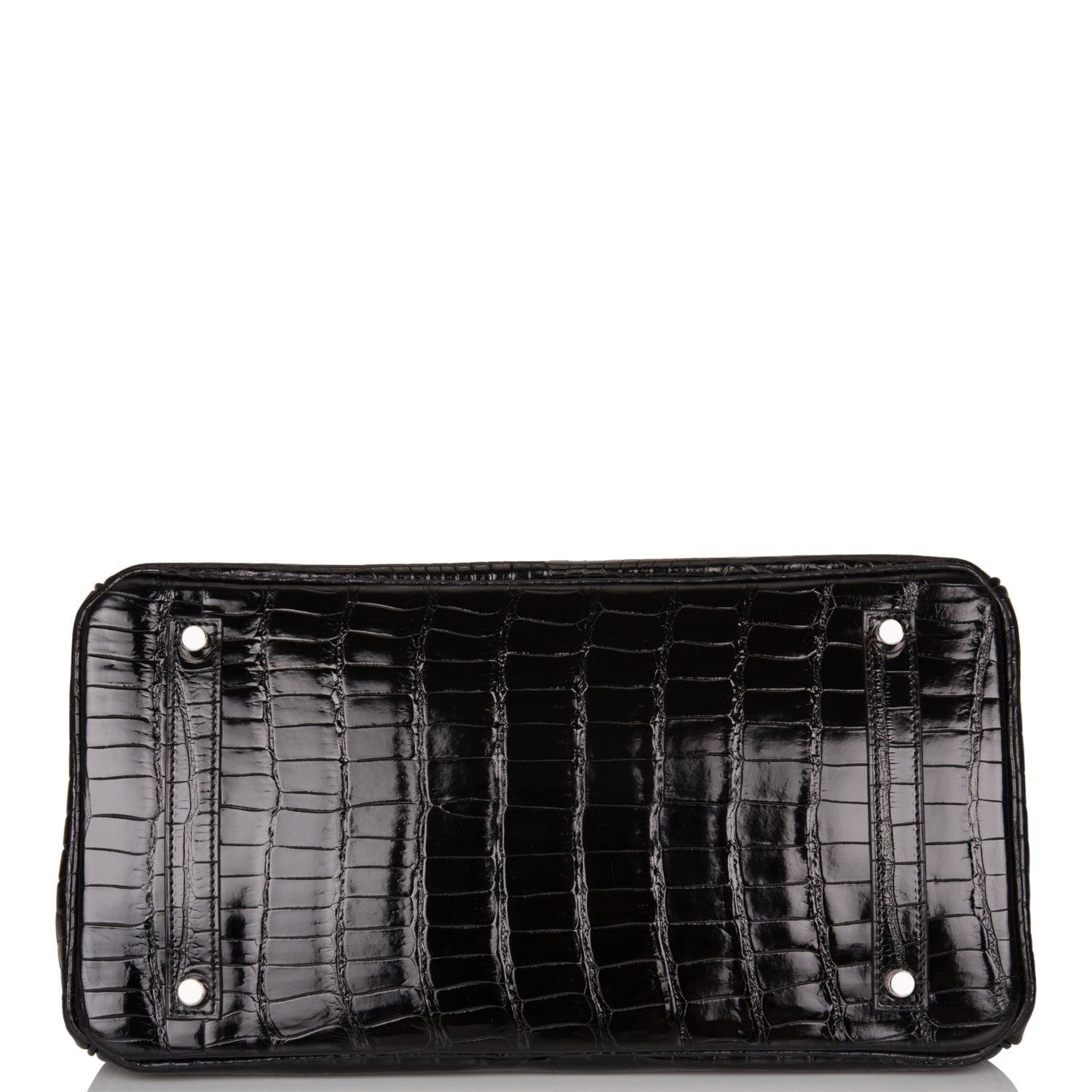 Pre-owned Hermes Birkin 35 Black Shiny Porosus Crocodile Palladium Hardware