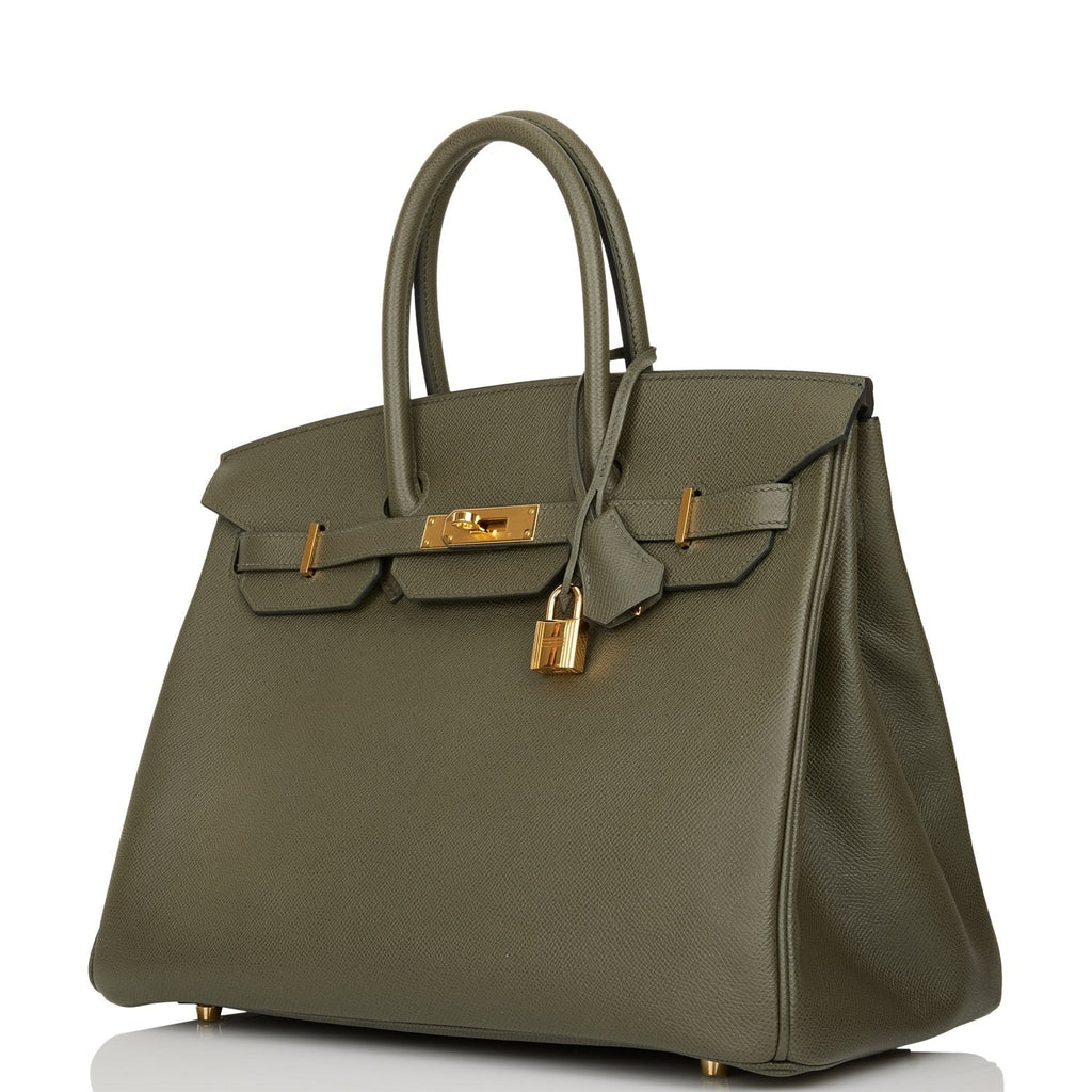Pre-owned Hermes Birkin 35 Vert de Gris Epsom Gold Hardware
