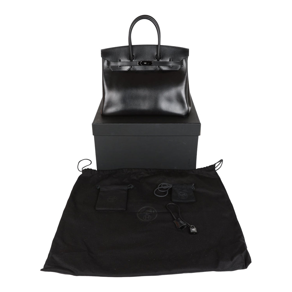 Pre-owned Hermes Birkin 35 SO BLACK Box Black Hardware