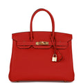 Hermes Birkin 30 Rouge Casaque Togo Gold Hardware
