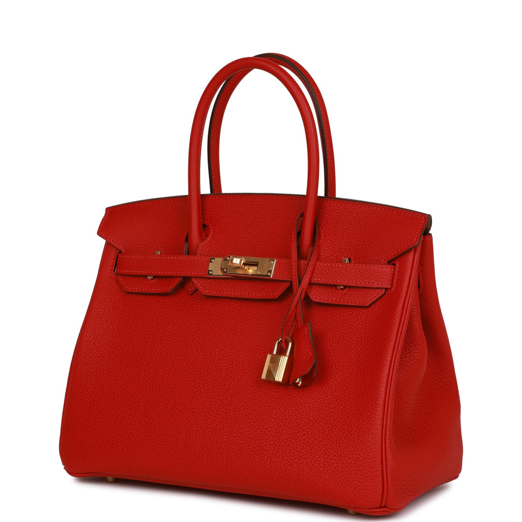 Hermes Birkin 30 Rouge Casaque Togo Gold Hardware