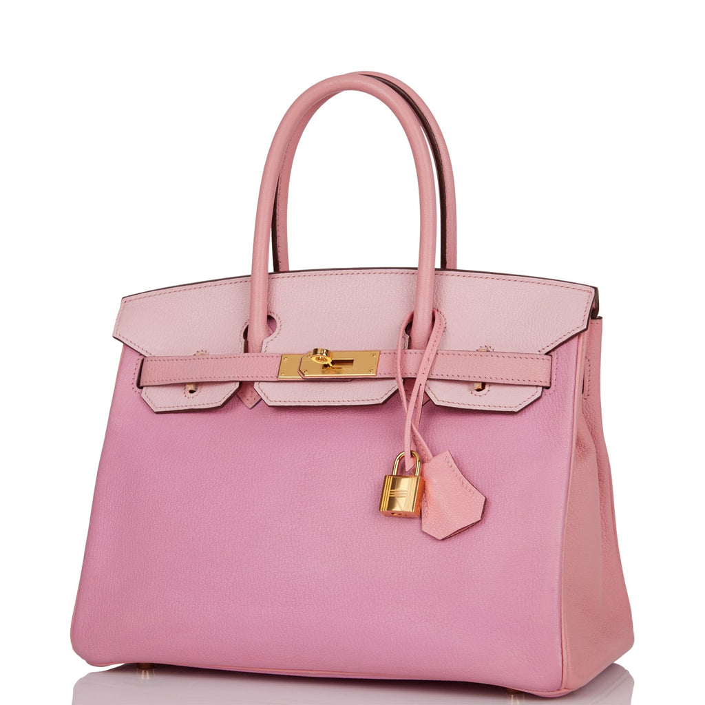 Pre-owned Hermes Special Order (HSS) Birkin 30 Bubblegum, Rose Confetti and Rose Sakura Chevre Gold Hardware