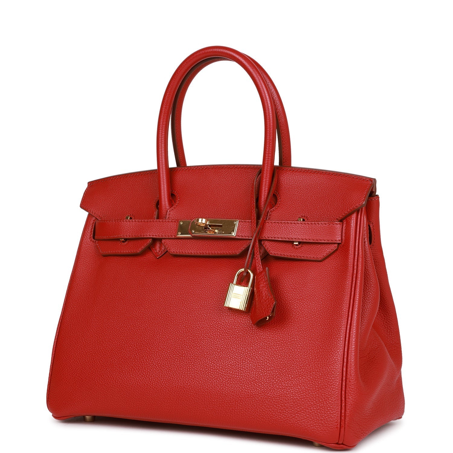 Pre-owned Hermes Birkin 30 Rouge Garance Togo Gold Hardware