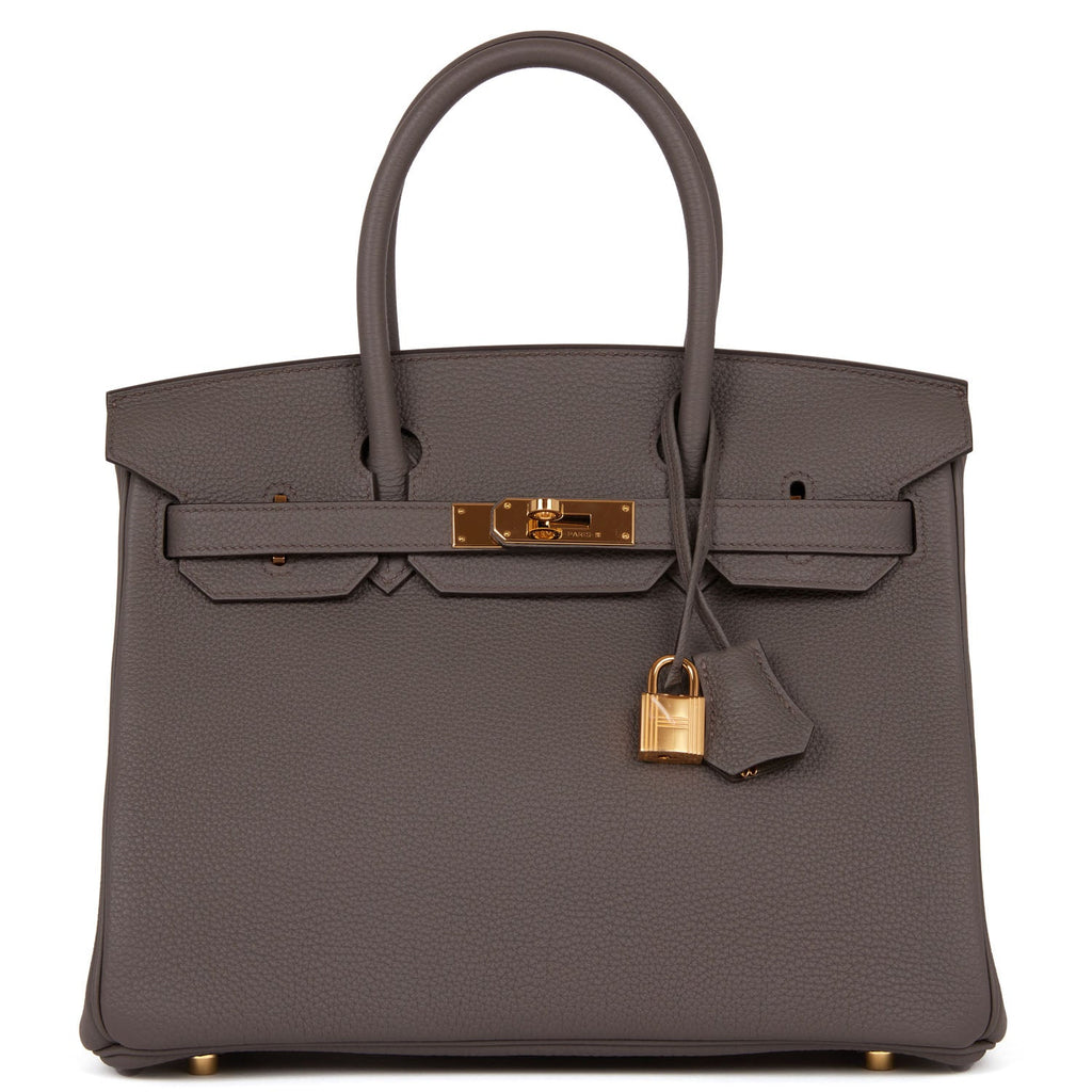 Pre-owned Hermes Birkin 30 Etain Togo Gold Hardware