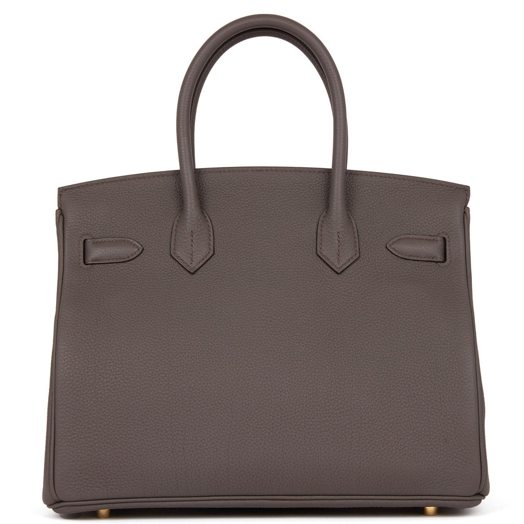 Pre-owned Hermes Birkin 30 Etain Togo Gold Hardware