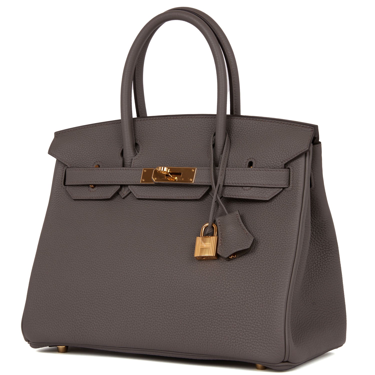 Pre-owned Hermes Birkin 30 Etain Togo Gold Hardware