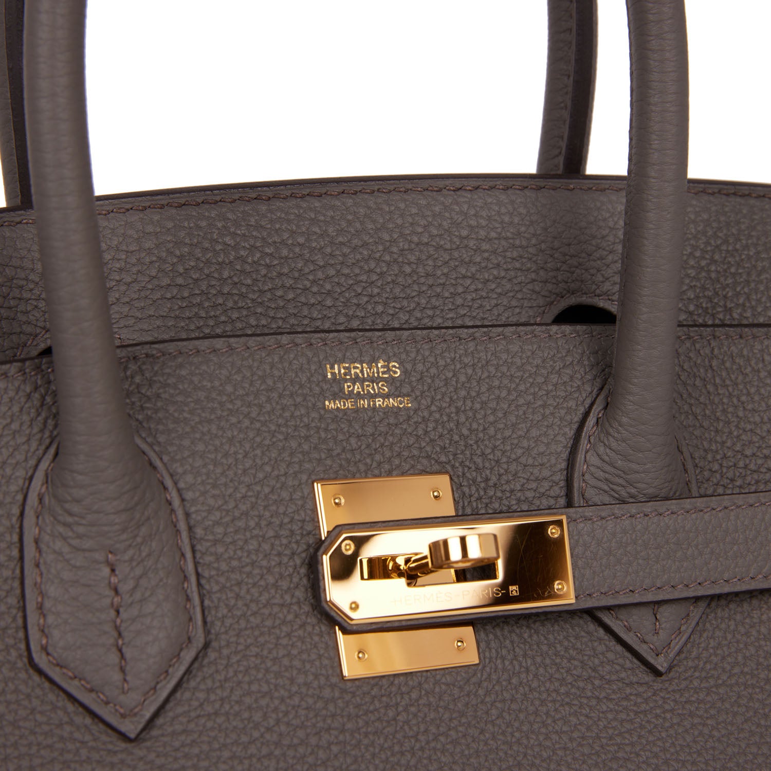 Pre-owned Hermes Birkin 30 Etain Togo Gold Hardware