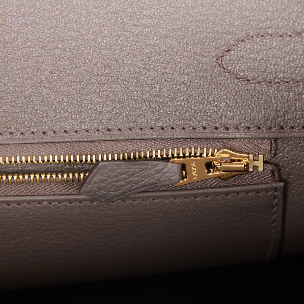 Pre-owned Hermes Birkin 30 Etain Togo Gold Hardware