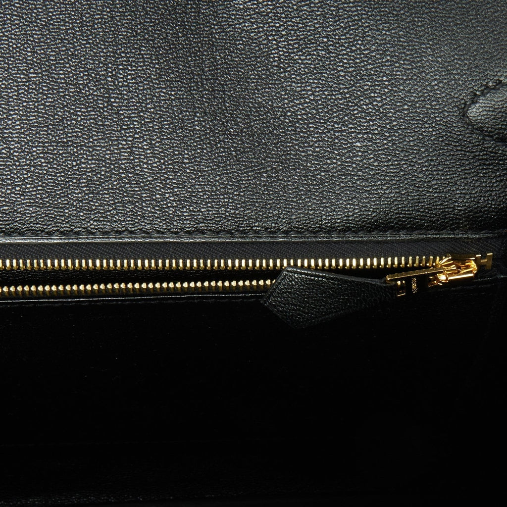 Hermes Birkin 35 Black Shiny Porosus Crocodile Gold Hardware
