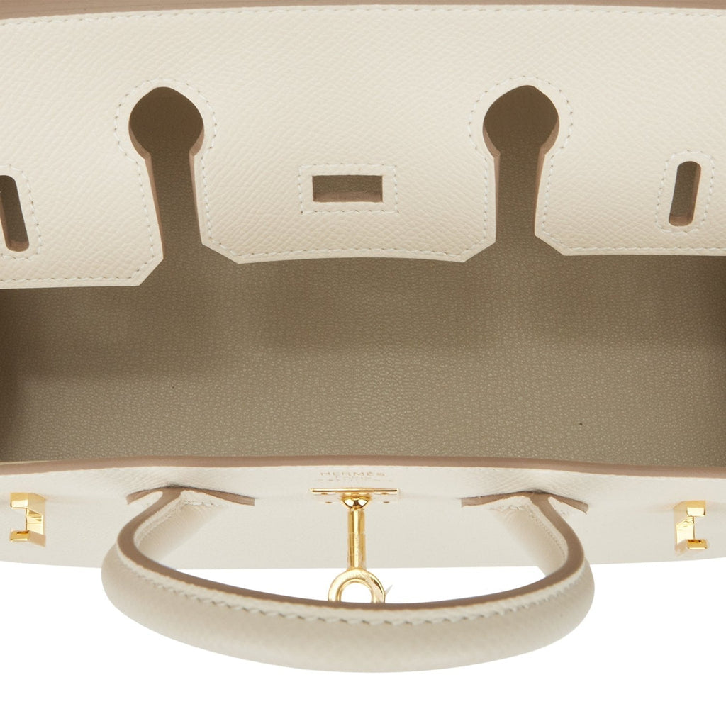 Hermes Birkin Sellier 25 Craie Epsom Gold Hardware