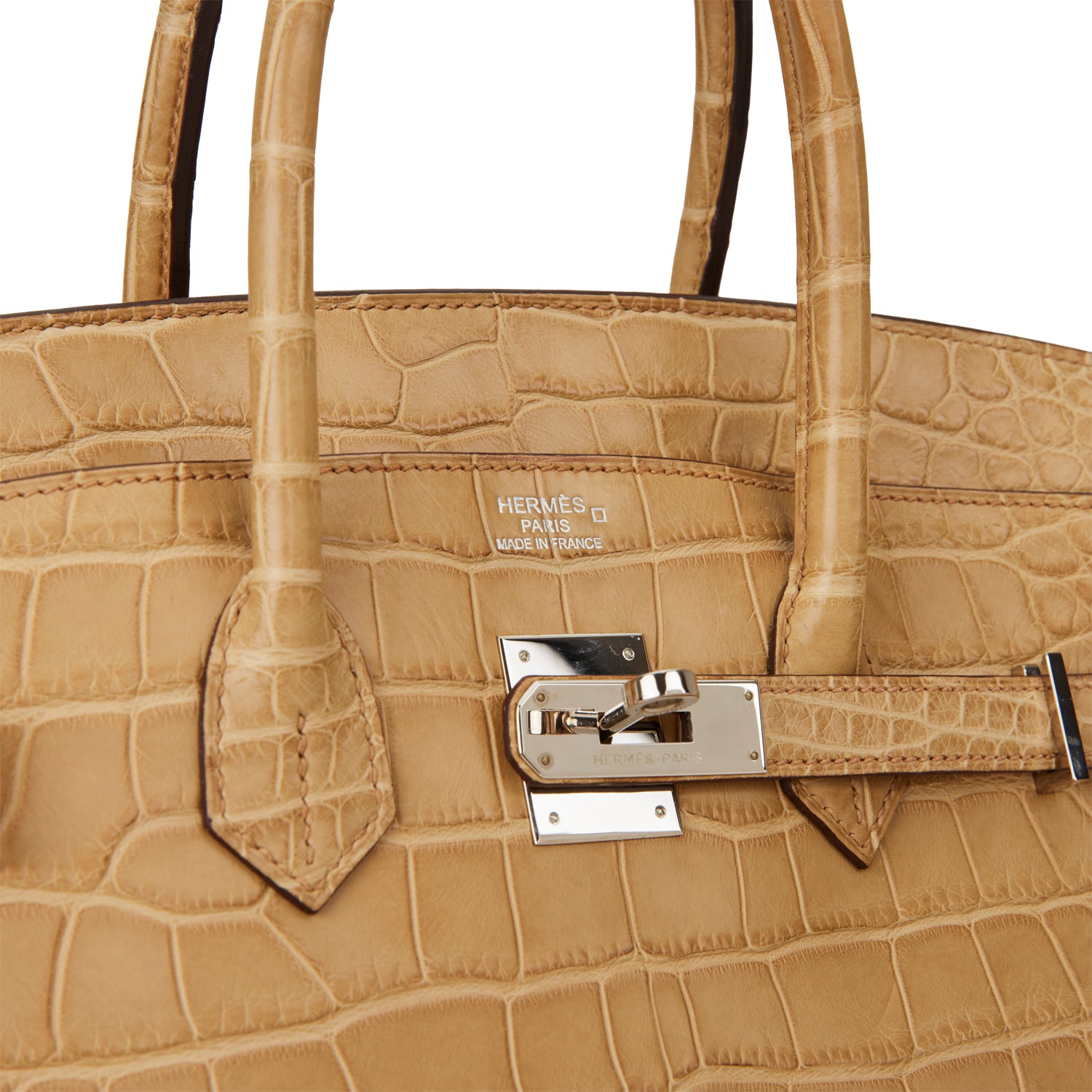 Pre-owned Hermes Birkin 35 Poussiere Matte Alligator Palladium Hardware
