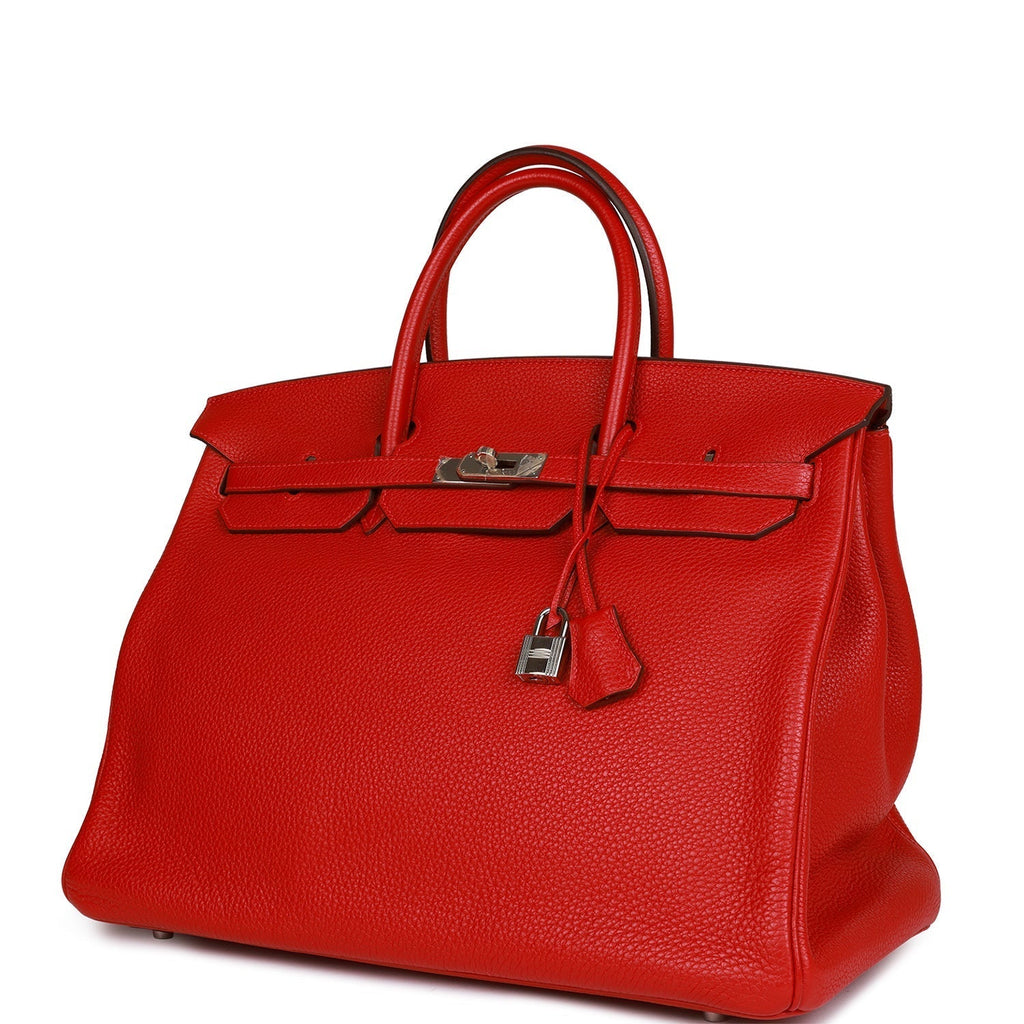 Pre-Owned Hermes Birkin 40 Rouge Casaque Togo Palladium Hardware