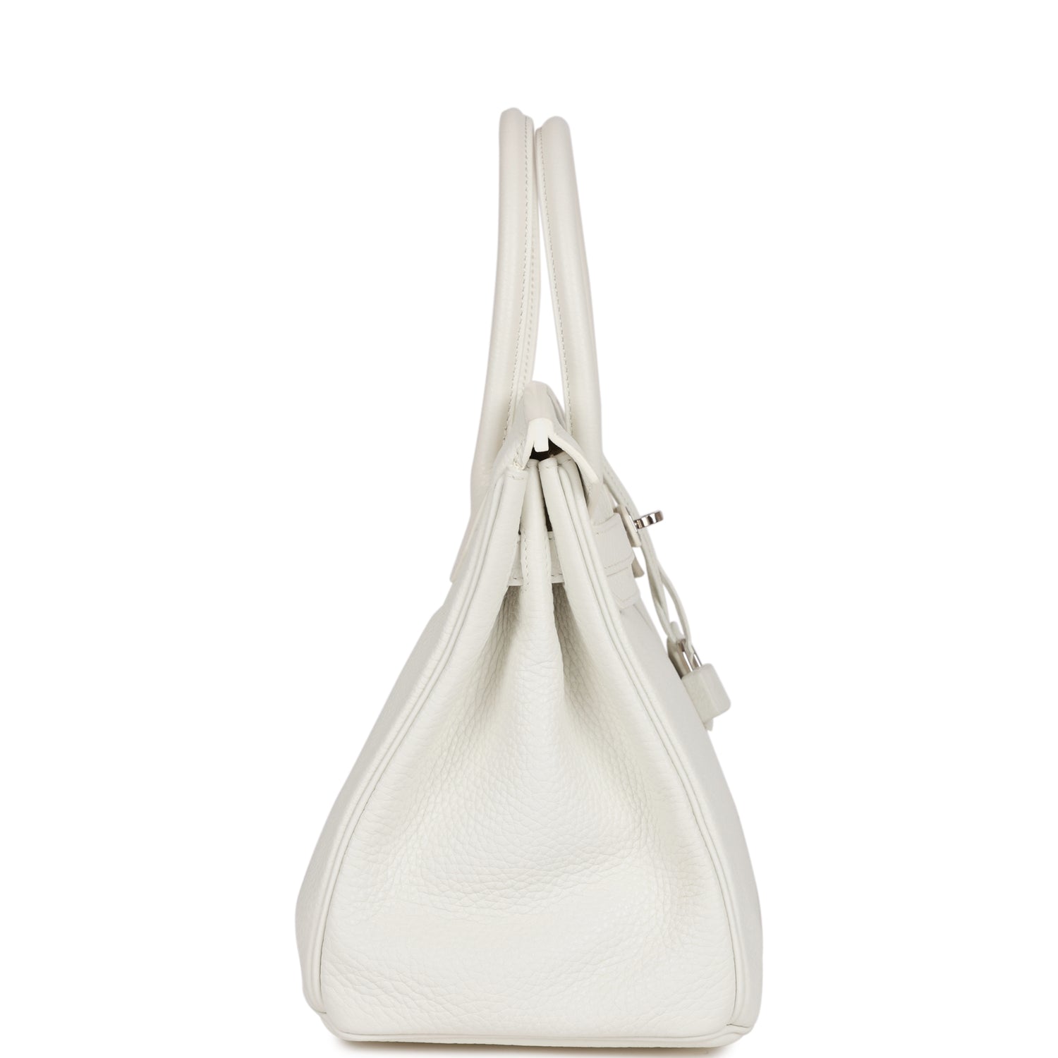 Pre-owned Hermes Birkin 30 White Clemence Palladium Hardware