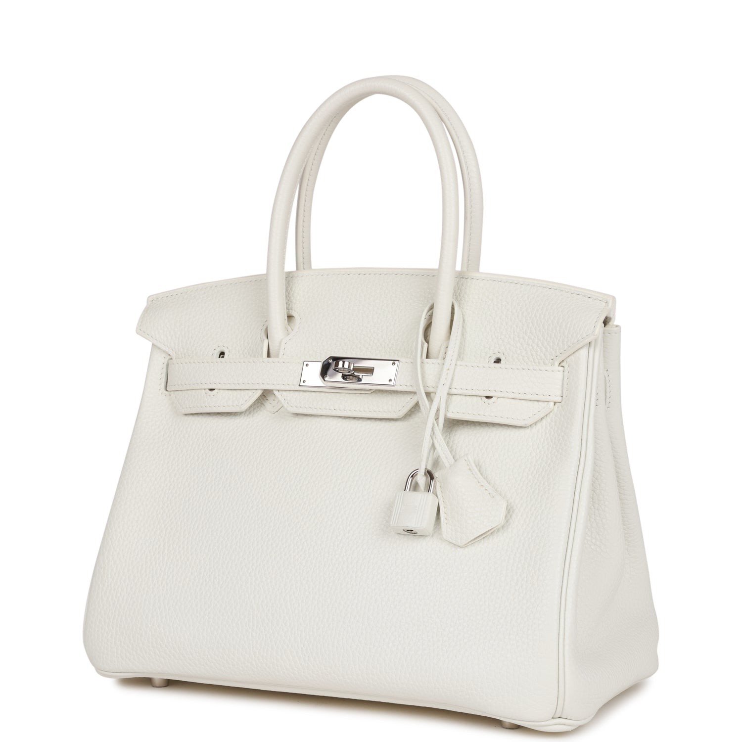 Pre-owned Hermes Birkin 30 White Clemence Palladium Hardware