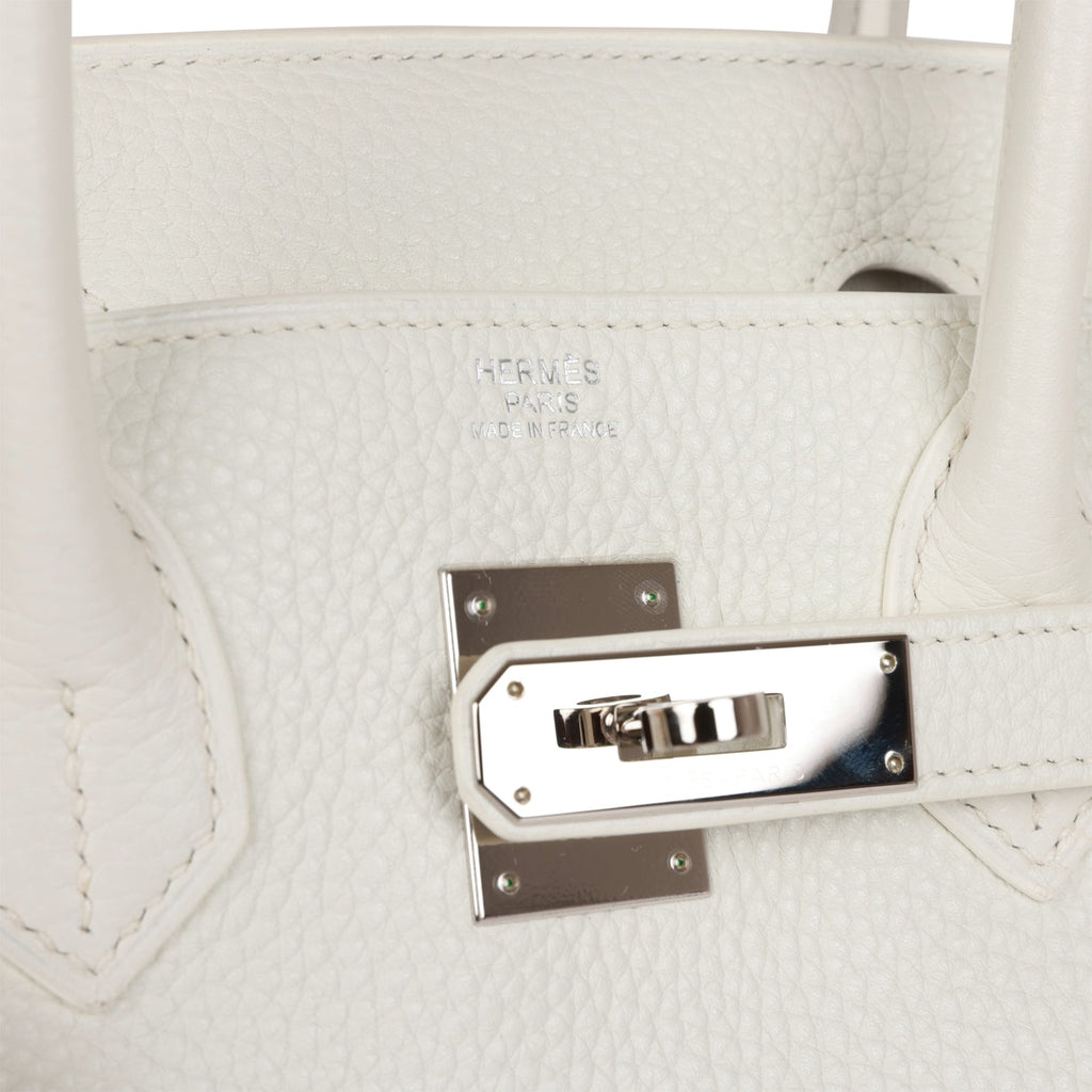 Pre-owned Hermes Birkin 30 White Clemence Palladium Hardware