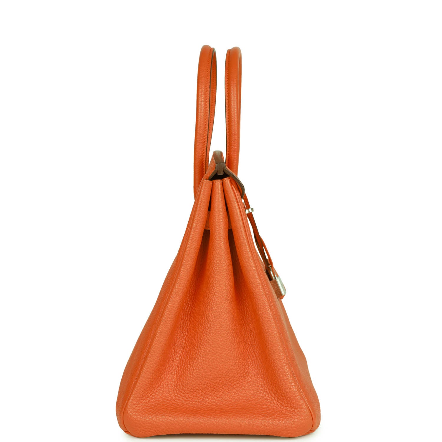 Pre-owned Hermes Birkin 35 Orange H Clemence Palladium Hardware