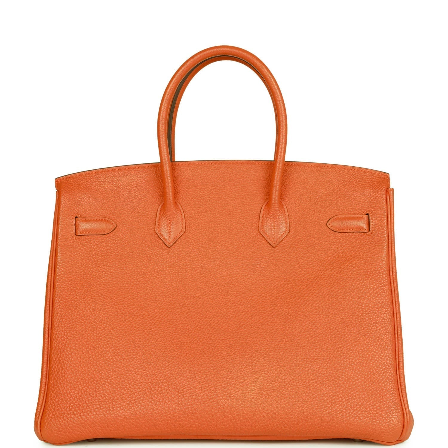Pre-owned Hermes Birkin 35 Orange H Clemence Palladium Hardware