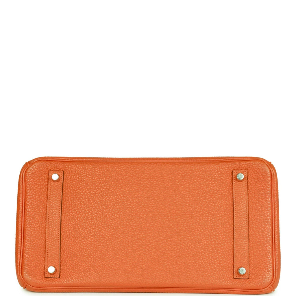 Pre-owned Hermes Birkin 35 Orange H Clemence Palladium Hardware