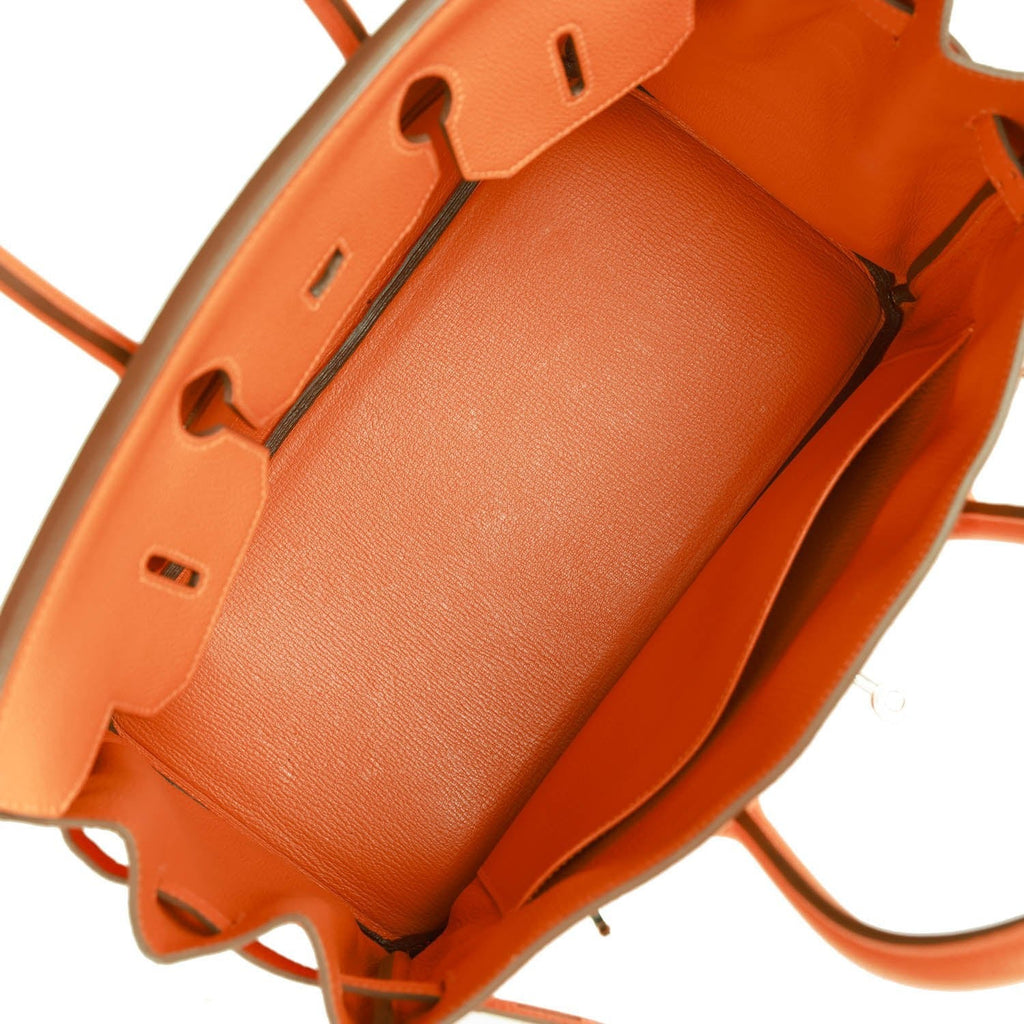 Pre-owned Hermes Birkin 35 Orange H Clemence Palladium Hardware