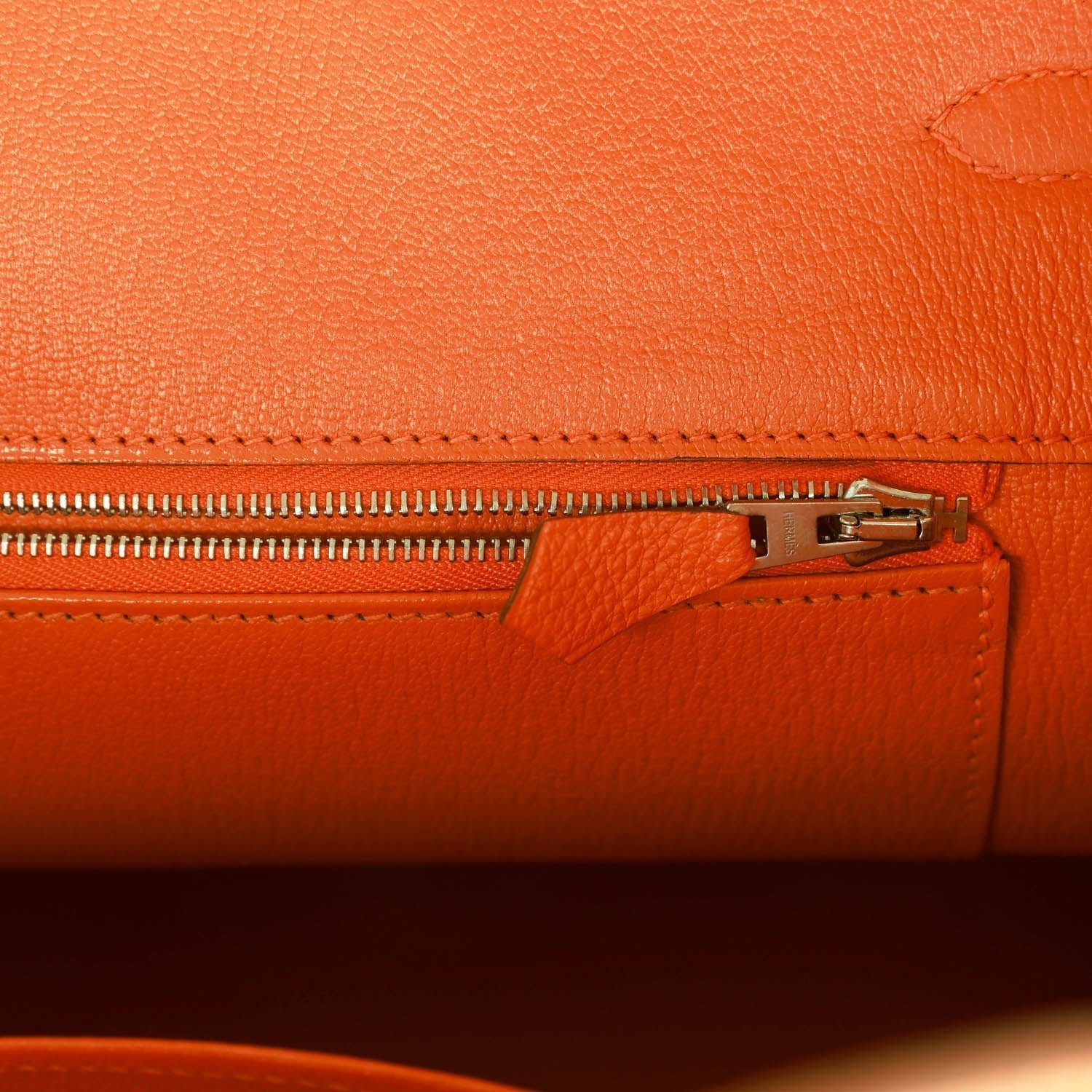 Pre-owned Hermes Birkin 35 Orange H Clemence Palladium Hardware