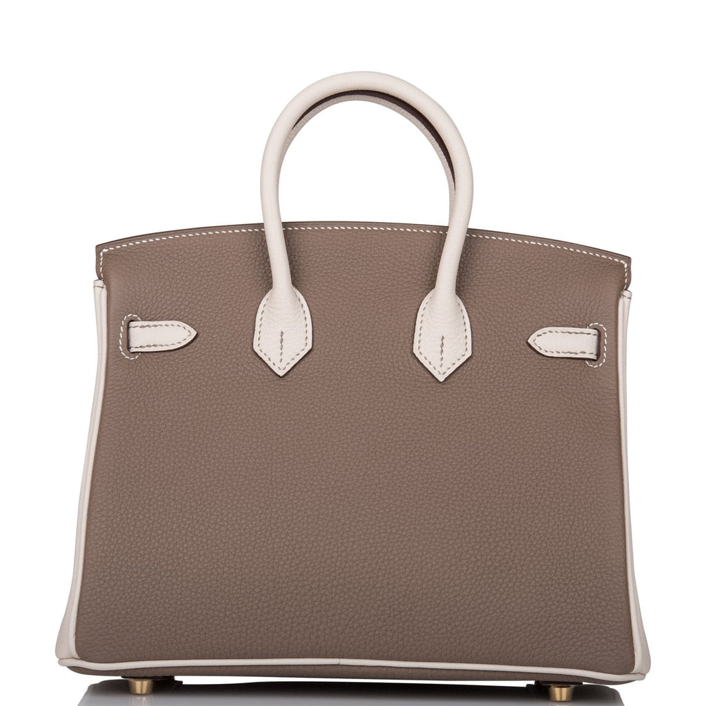 Hermes Special Order (HSS) Birkin 25 Etoupe and Craie Togo Brushed Gold Hardware