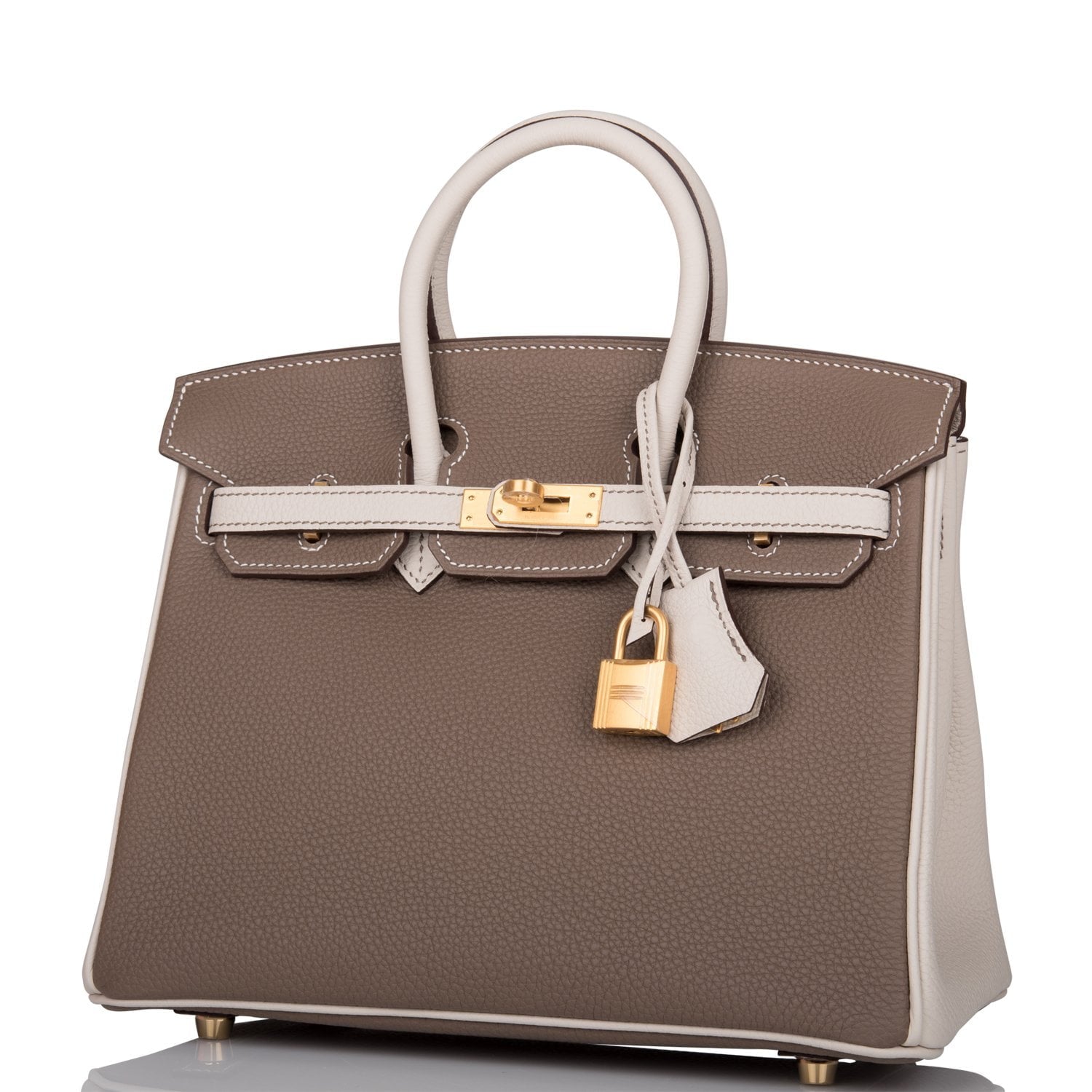 Hermes Special Order (HSS) Birkin 25 Etoupe and Craie Togo Brushed Gold Hardware