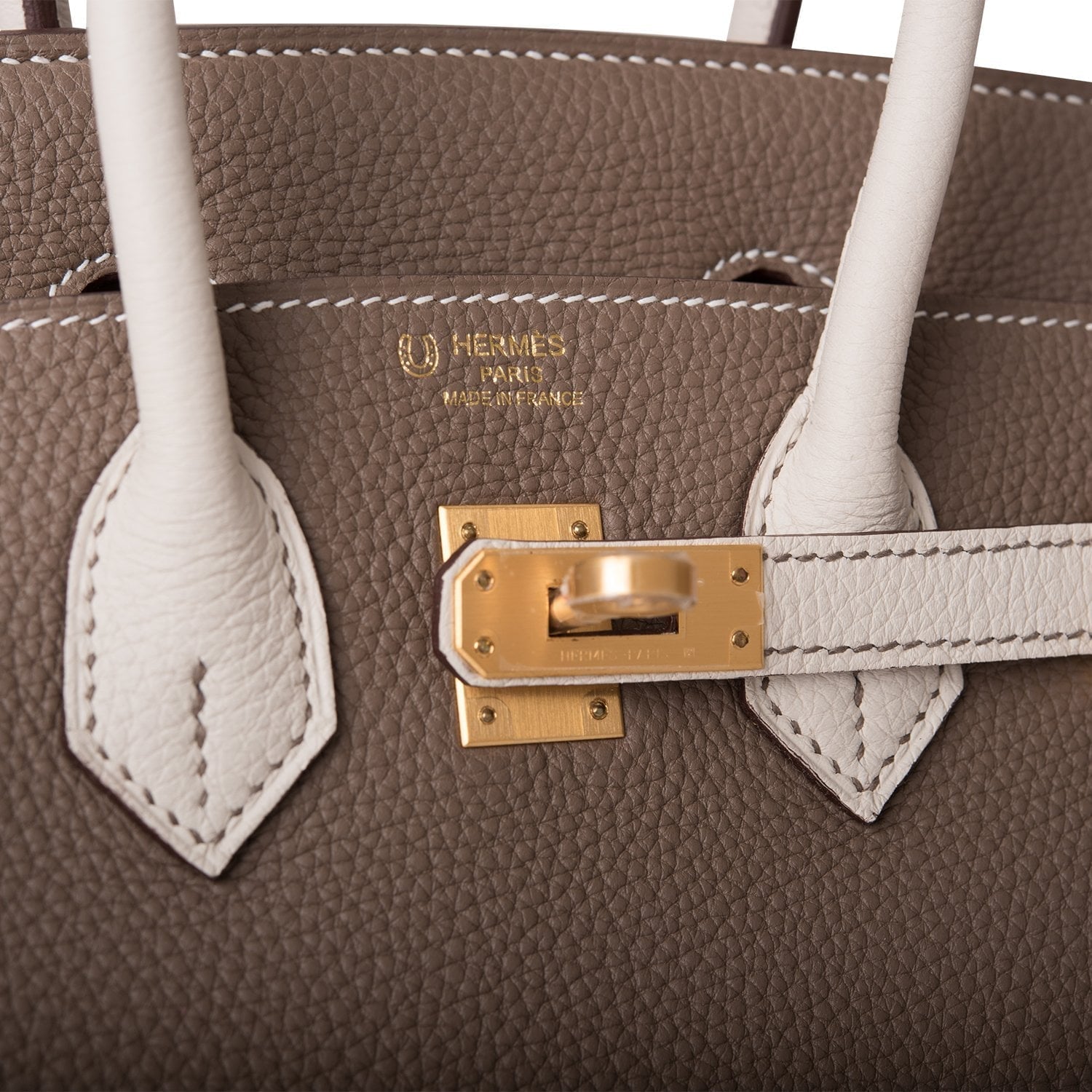 Hermes Special Order (HSS) Birkin 25 Etoupe and Craie Togo Brushed Gold Hardware