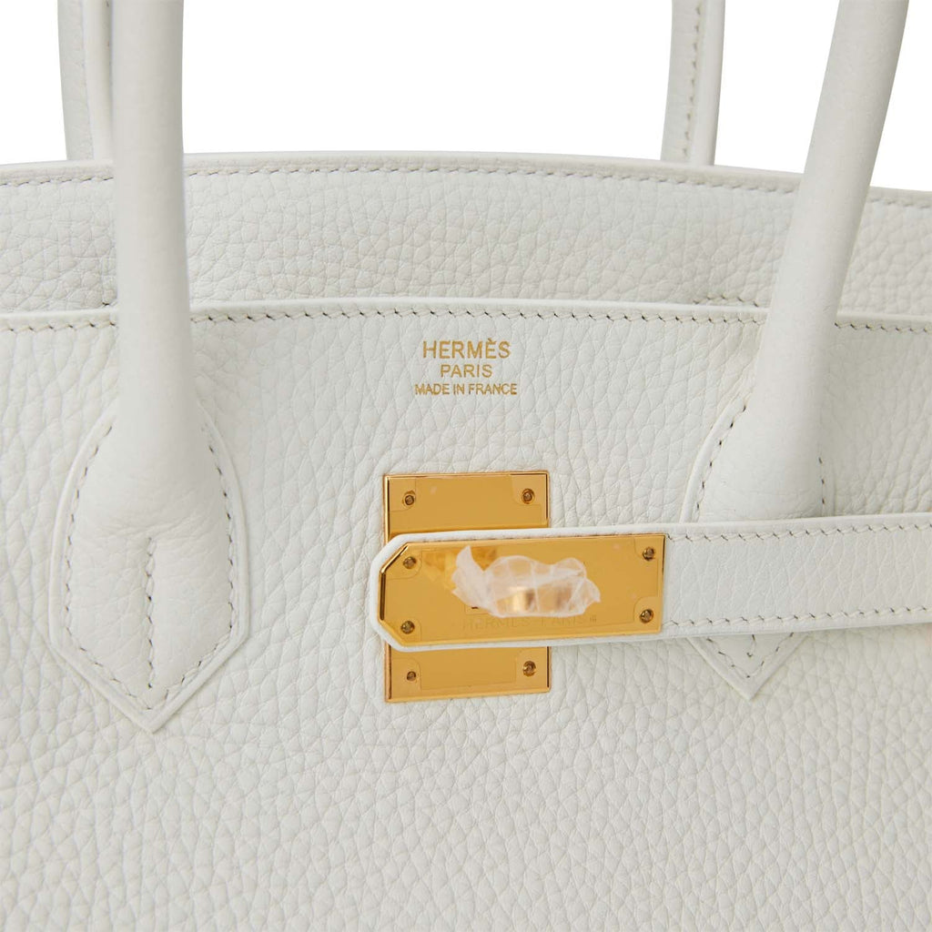 Pre-owned Hermes Birkin 30 White Clemence Gold Hardware