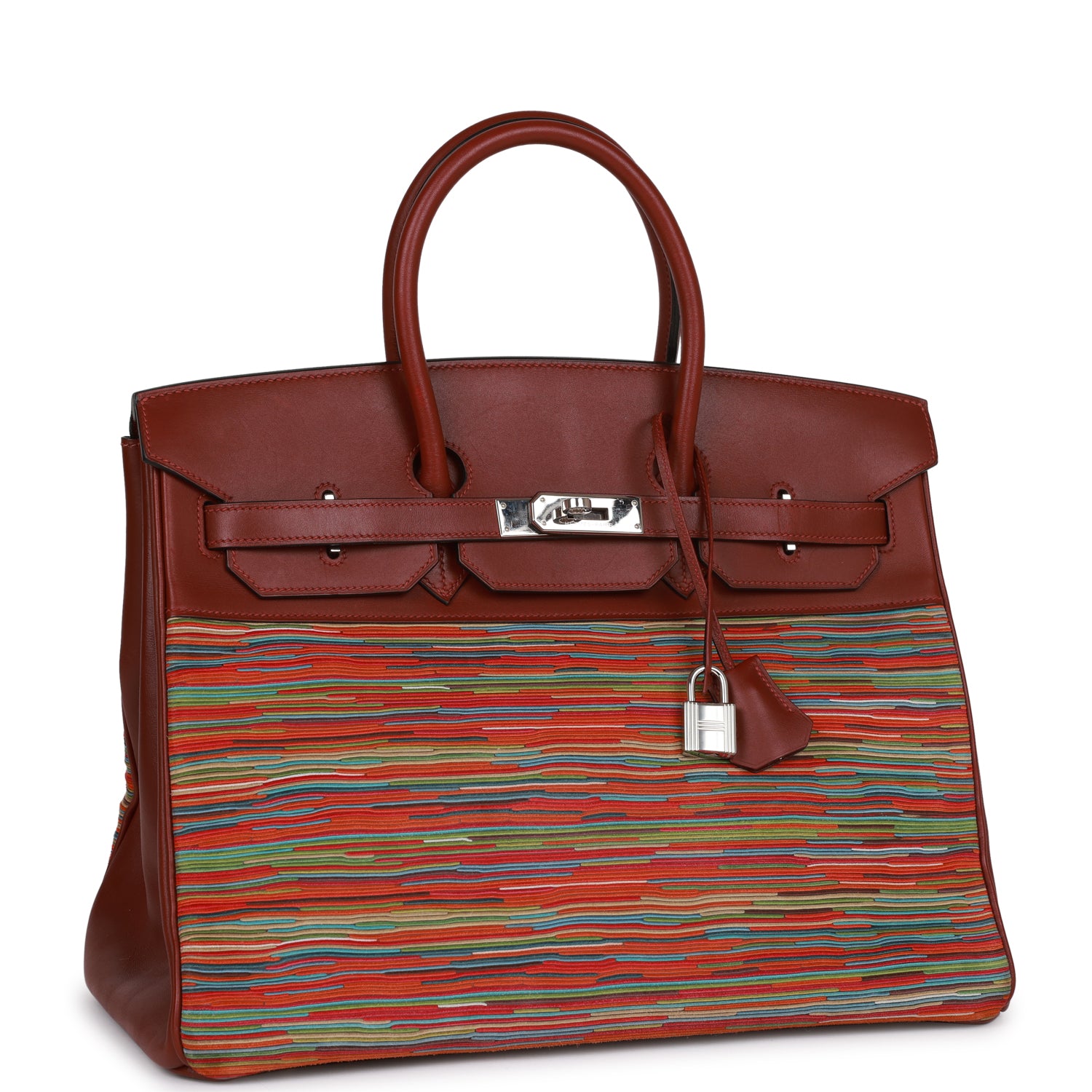 Pre-owned Hermes Birkin 35 Vibrato Rouge H Boxcalf Palladium Hardware